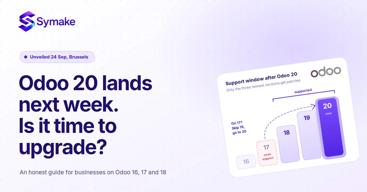 Odoo 20 Lands Next Week. If You're on Odoo 16 or 17, You Have a Decision to Make